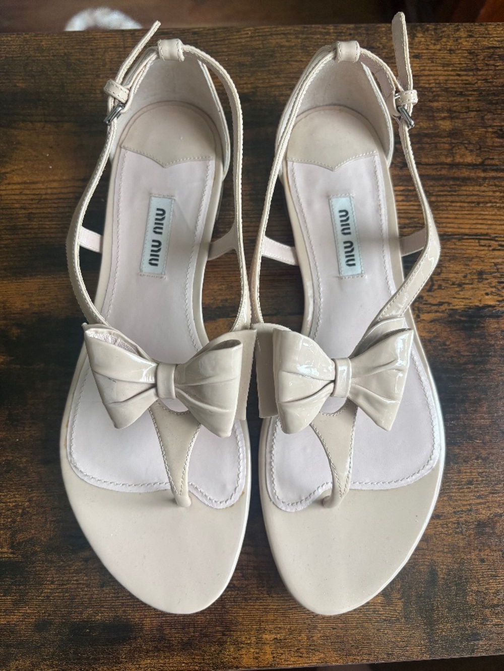 Miu Miu Patent Leather Bow Sandals Size 39